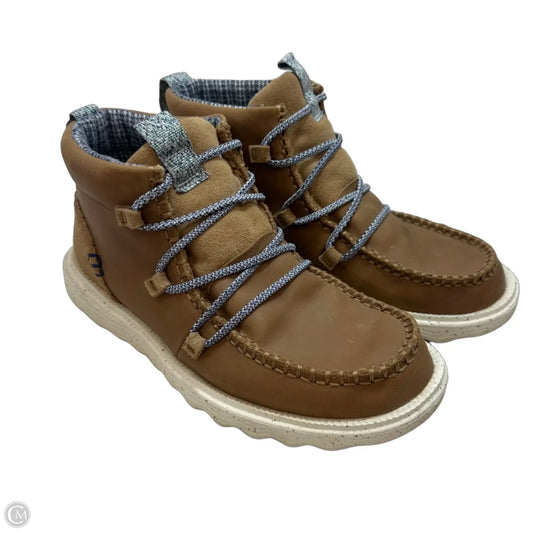 Boots Ankle Flats By Hey Dude In Brown, Size: 8