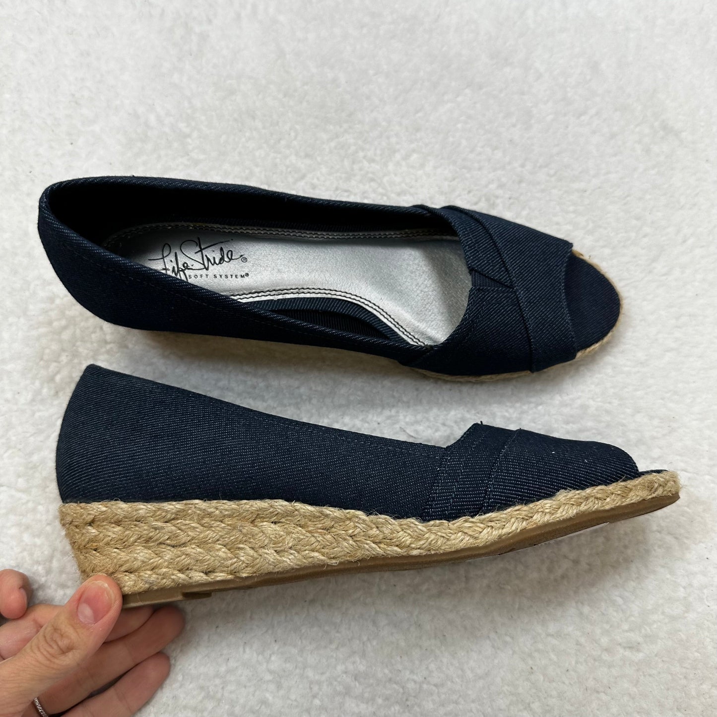 Navy Shoes Flats Espadrille Life Stride, Size 9