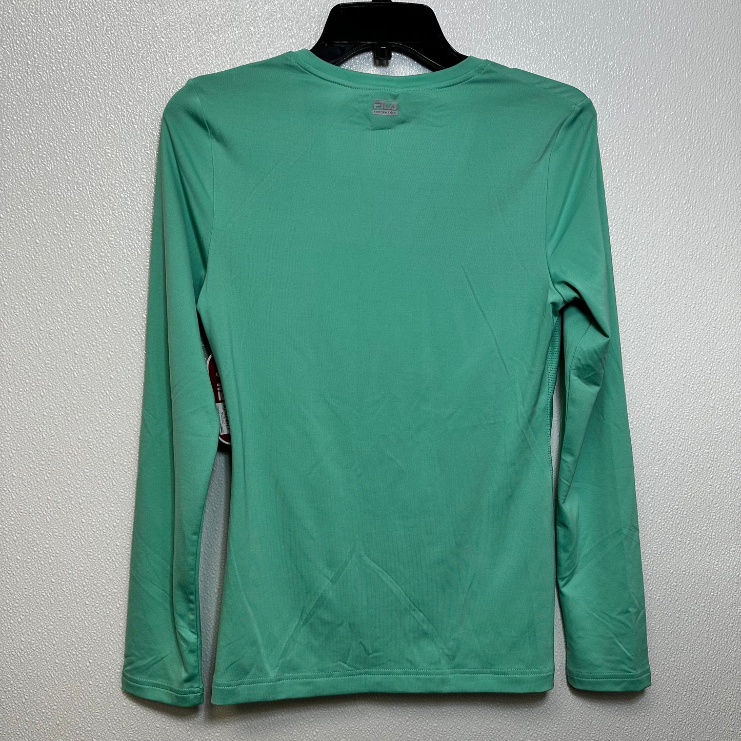 Green Athletic Top Long Sleeve Collar Fila, Size S