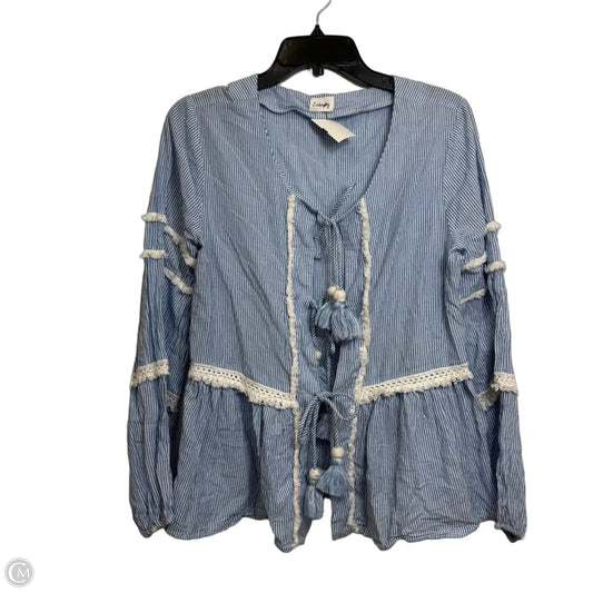 Top 3/4 Sleeve Basic By Clothes Mentor In Blue, Size: L