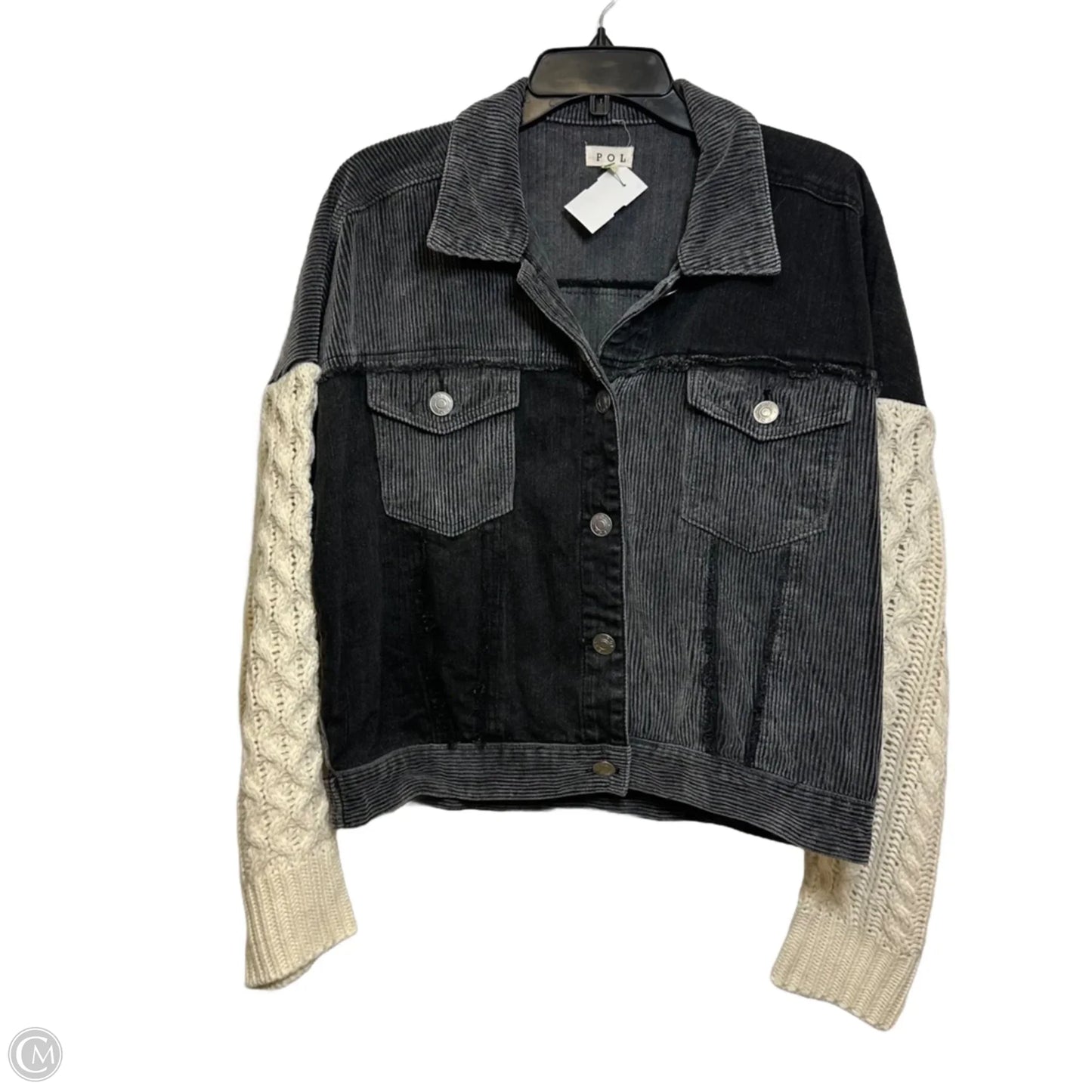 Jacket Shirt By Pol In Grey, Size: M