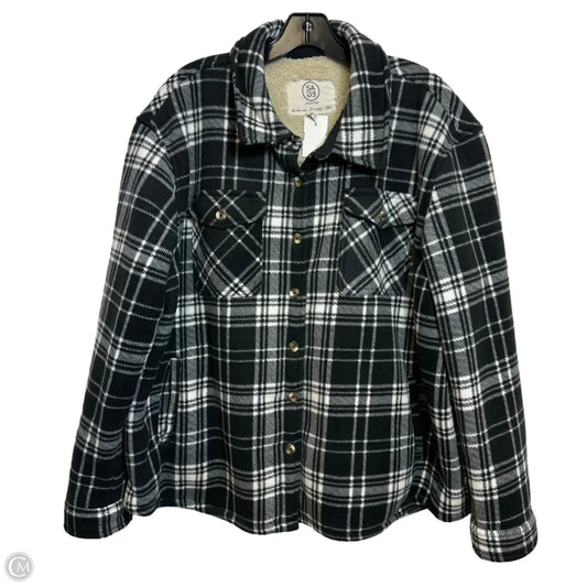 Jacket Shirt By Sage In Black & White, Size: Xxl
