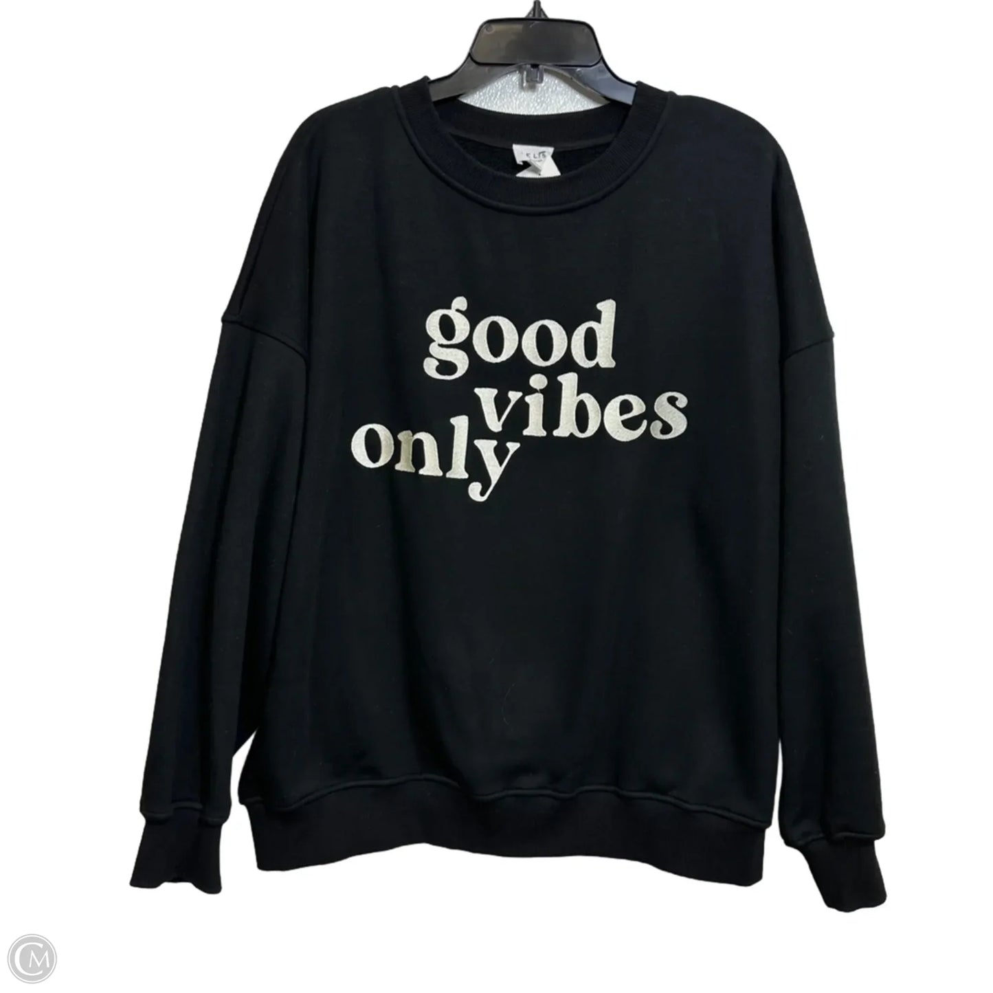 Good vibes only Sweatshirt Crewneck By Clothes Mentor In Black, Size: L