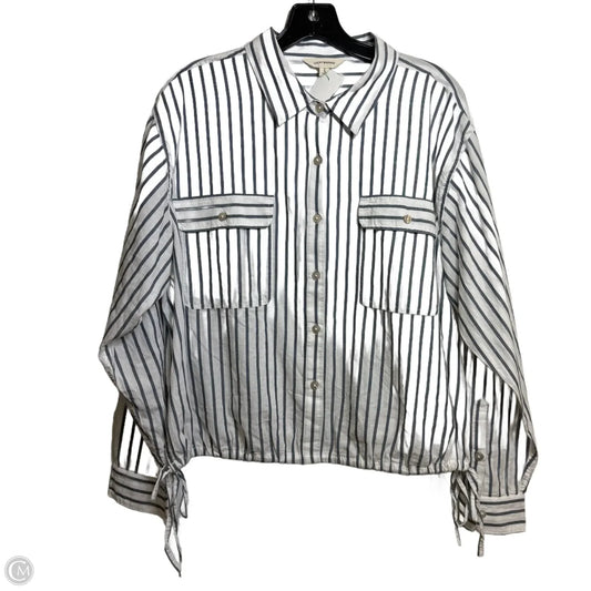 Blouse Long Sleeve By Lucky Brand In Striped Pattern, Size: L