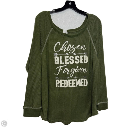 Top Long Sleeve By Cato In Green, Size: L