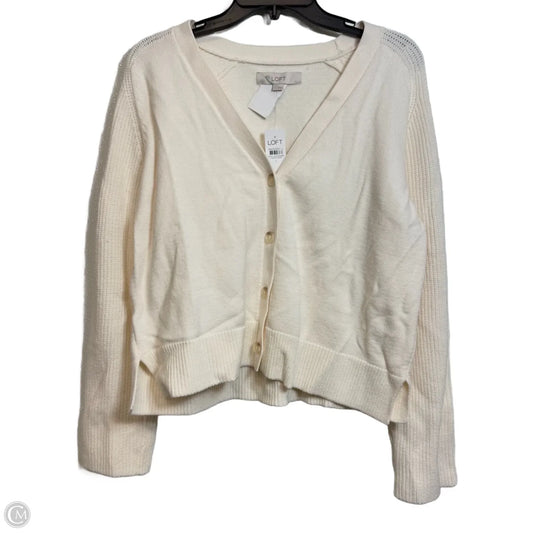 Cardigan By Loft In Cream, Size: L