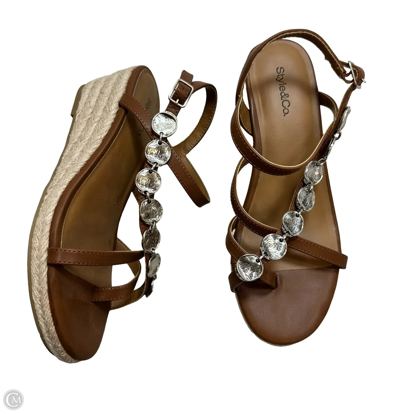 Sandals Heels Wedge By Style And Company In Tan, Size: 7