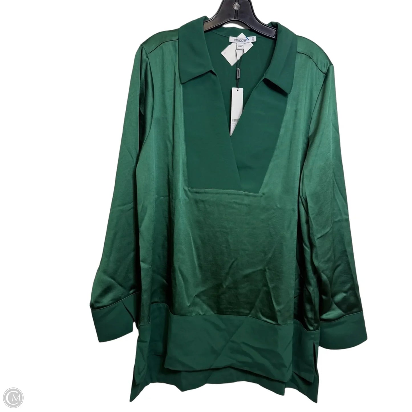 Top Long Sleeve By Top Moda In Green, Size: L