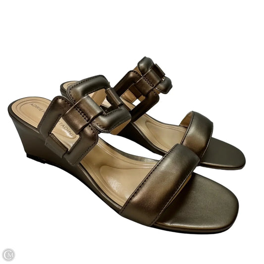 Sandals Heels Wedge By Adrienne Vittadini In Bronze, Size: 8