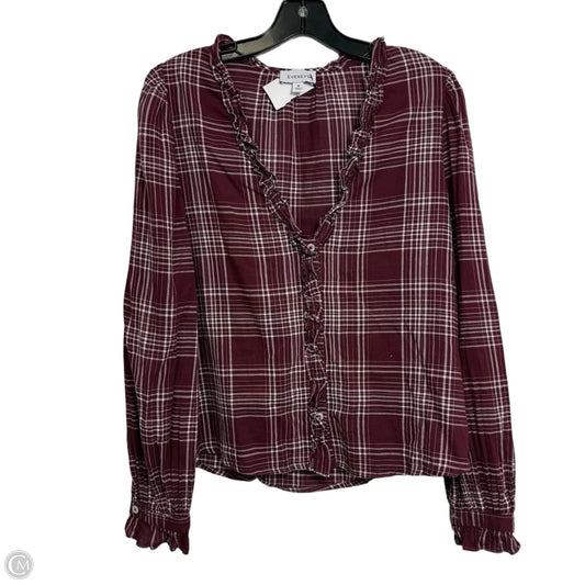 Top Long Sleeve By Evereve In Maroon, Size: M