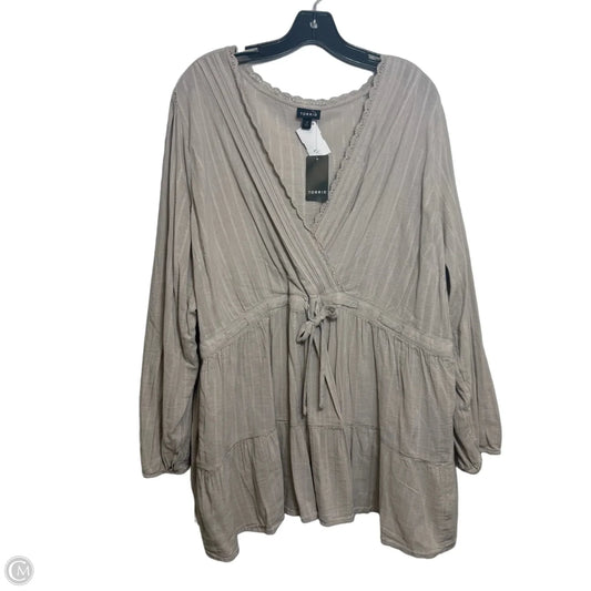 Top Long Sleeve By Torrid In Taupe, Size: 4x