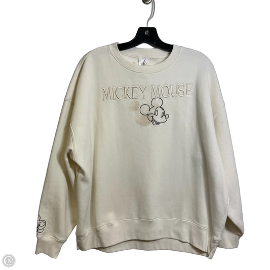 Mickey Mouse Sweatshirt Crewneck By Disney In Cream, Size: M