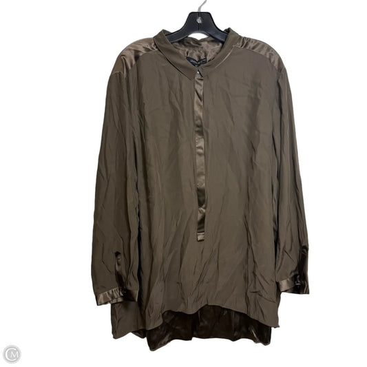 Top Long Sleeve Designer By Lafayette 148 In Brown, Size: 3x