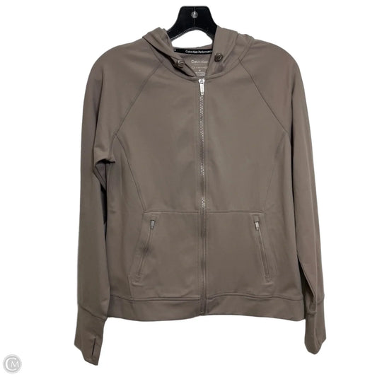 Athletic Jacket By Calvin Klein Performance In Taupe, Size: M