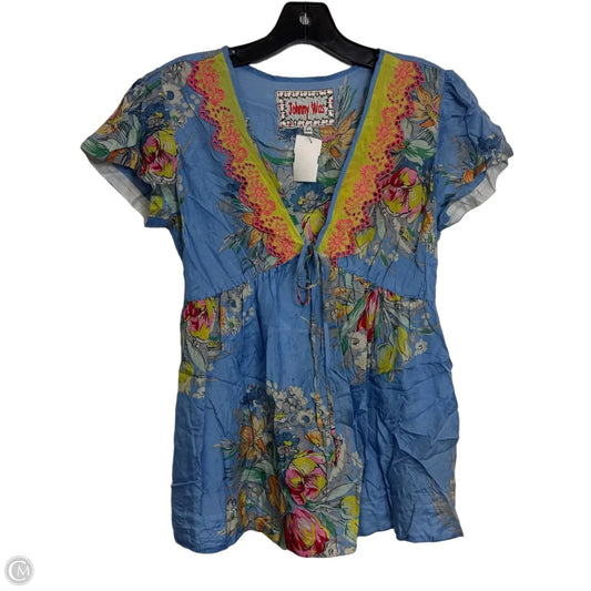 Top Short Sleeve Designer By Johnny Was In Blue, Size: Xs