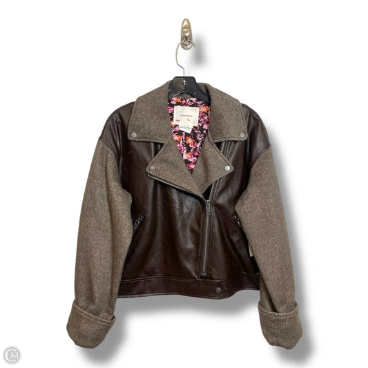 Jacket Moto By Anthropologie In Brown, Size: S