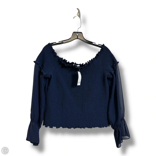Top Long Sleeve By Bar Iii In Navy, Size: L