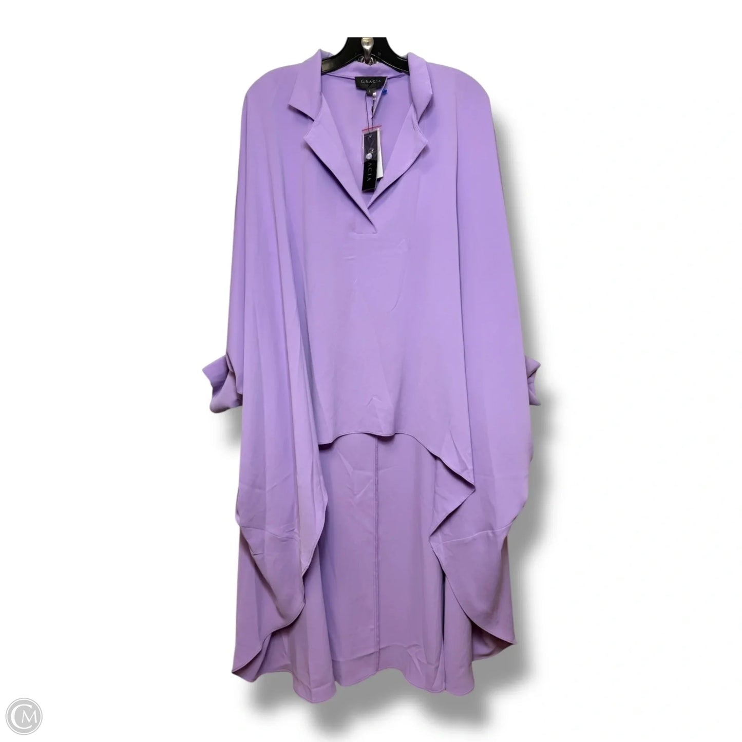 Tunic 3/4 Sleeve By Clothes Mentor In Purple, Size: L