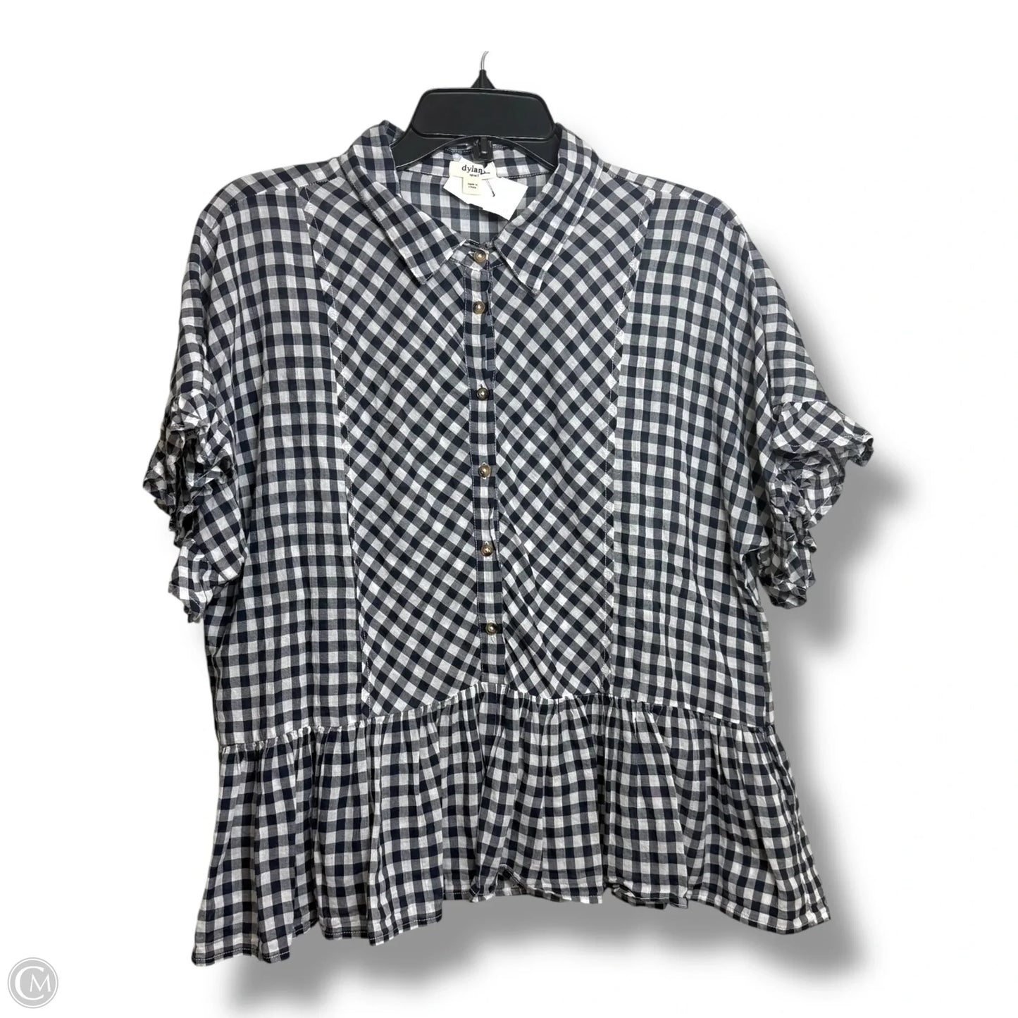 Top Short Sleeve By Dylan In Checkered Pattern, Size: S
