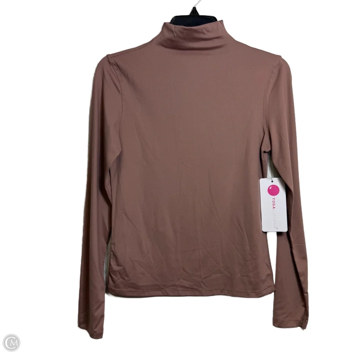 Athletic Top Long Sleeve Crewneck By Yogalicious In Taupe, Size: M