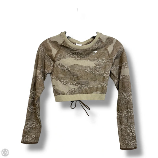 Athletic Top Long Sleeve Crewneck By Gym Shark In Brown, Size: M