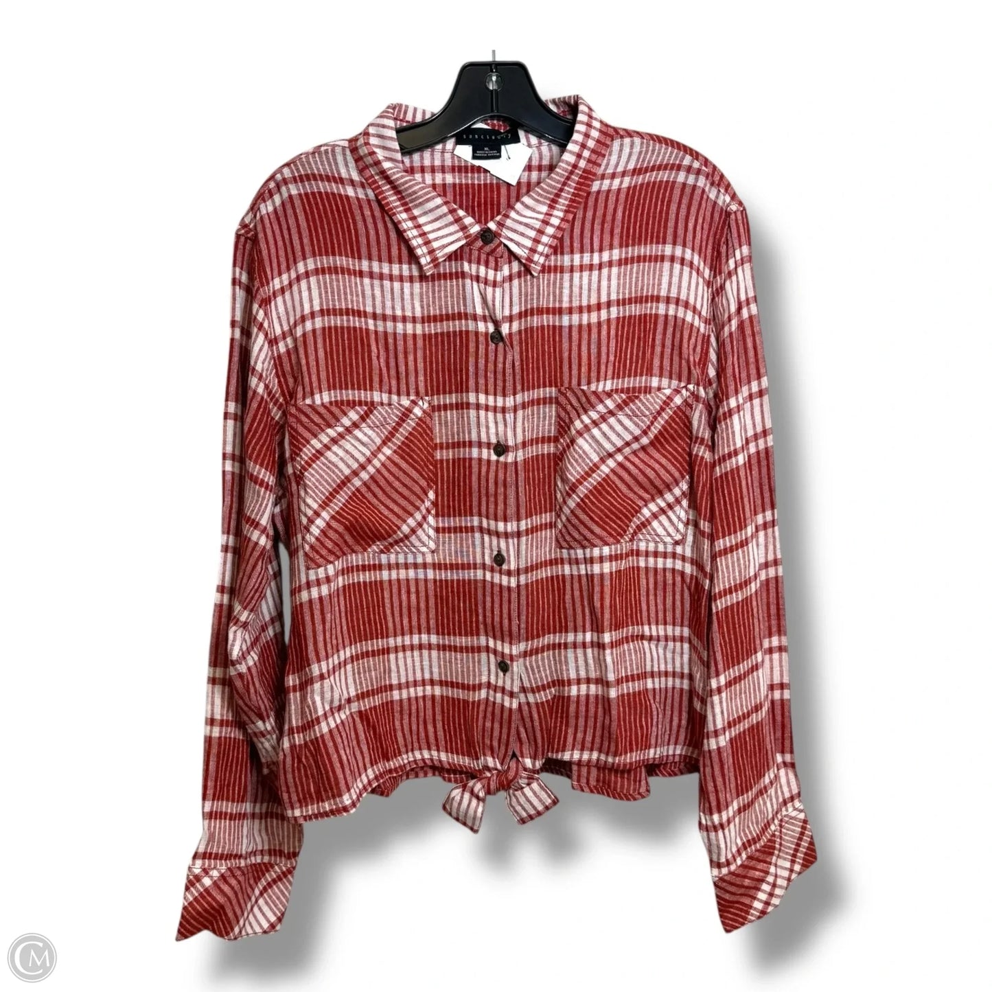 Blouse Long Sleeve By Sanctuary In Red & White, Size: Xl