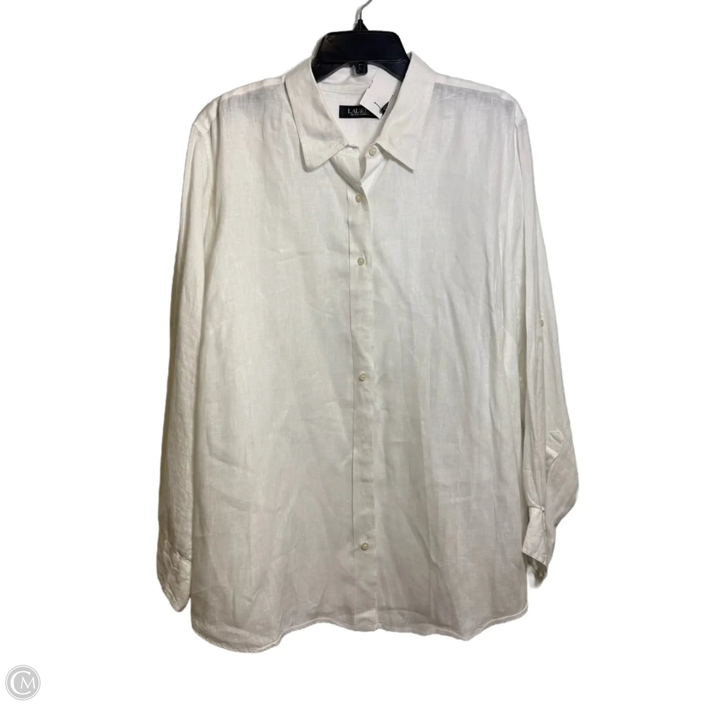 Blouse Long Sleeve By Lauren By Ralph Lauren In White, Size: 2x