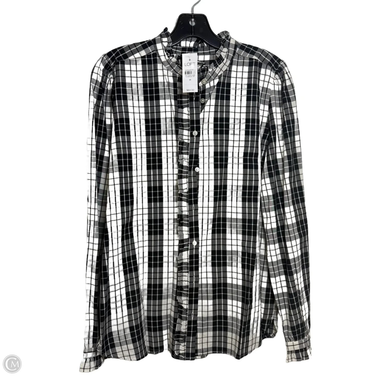 Blouse Long Sleeve By Loft In Black & White, Size: M