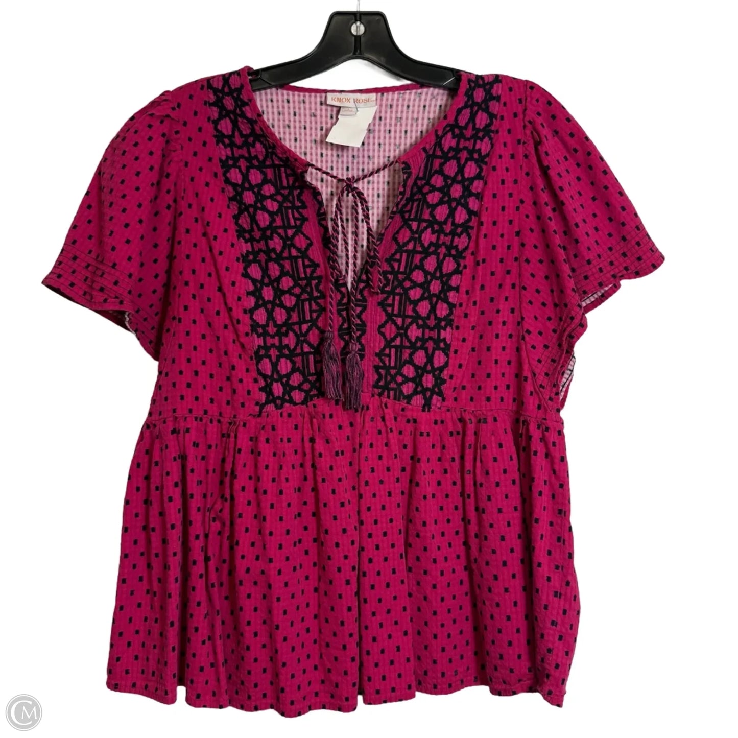 Top Short Sleeve Basic By Knox Rose In Pink, Size: L