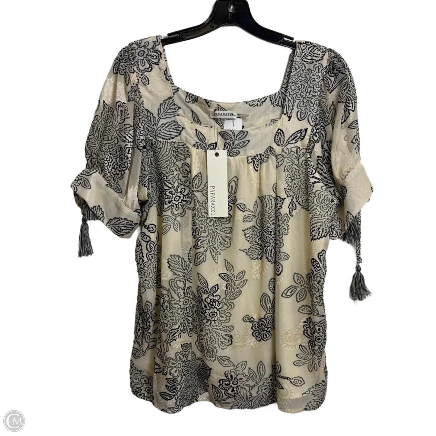 Top Short Sleeve By Paparazzi In Black & Cream, Size: Xl