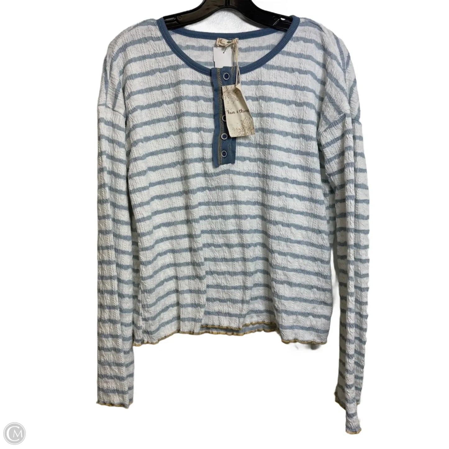 Top Long Sleeve Basic By Hem & Thread In Striped Pattern, Size: M