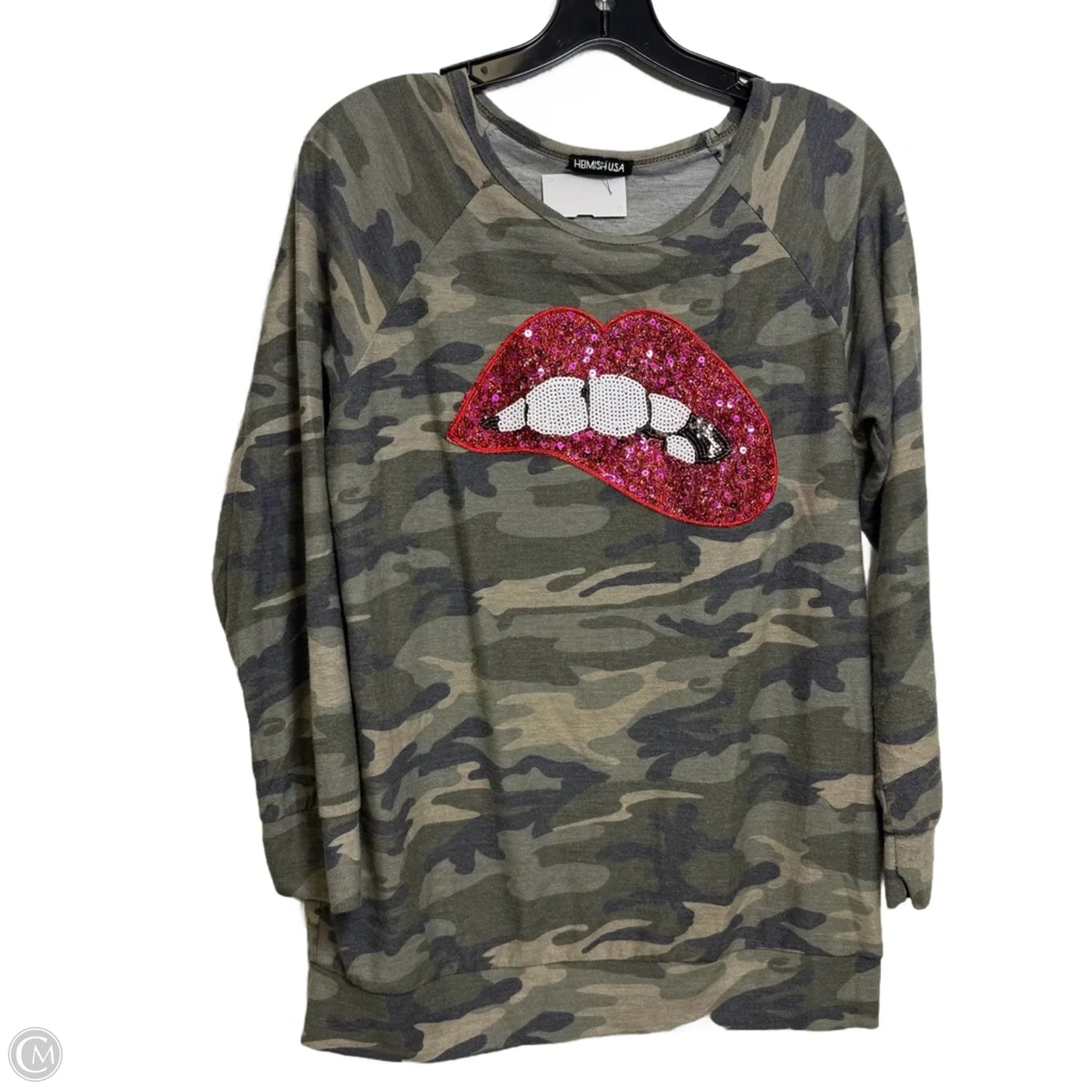 Top Long Sleeve Basic By Heimish Usa In Camouflage Print, Size: M