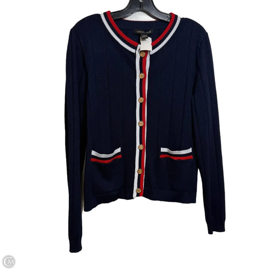 Cardigan By Carolyn Taylor In Blue Red & White, Size: Xl
