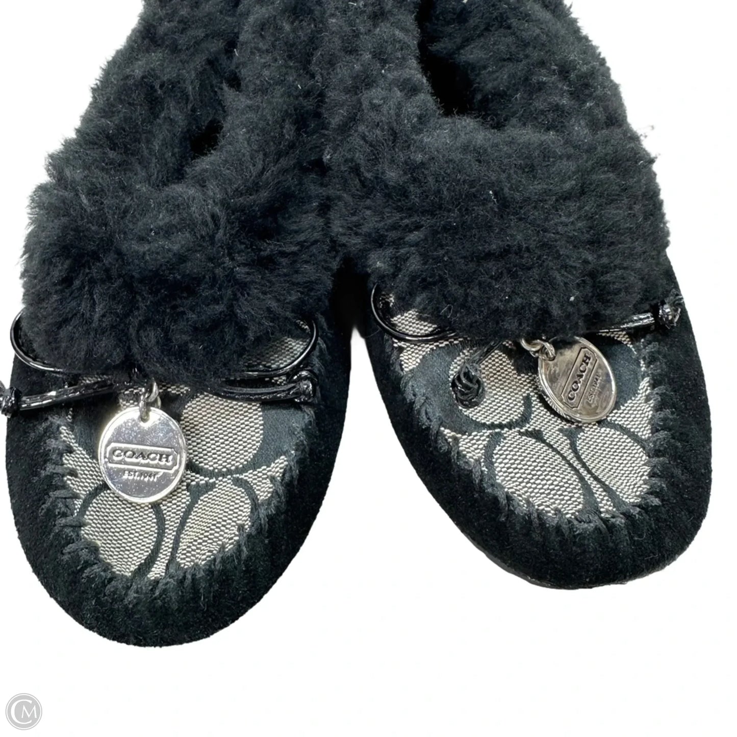 Slippers Designer By Coach In Black, Size: 7