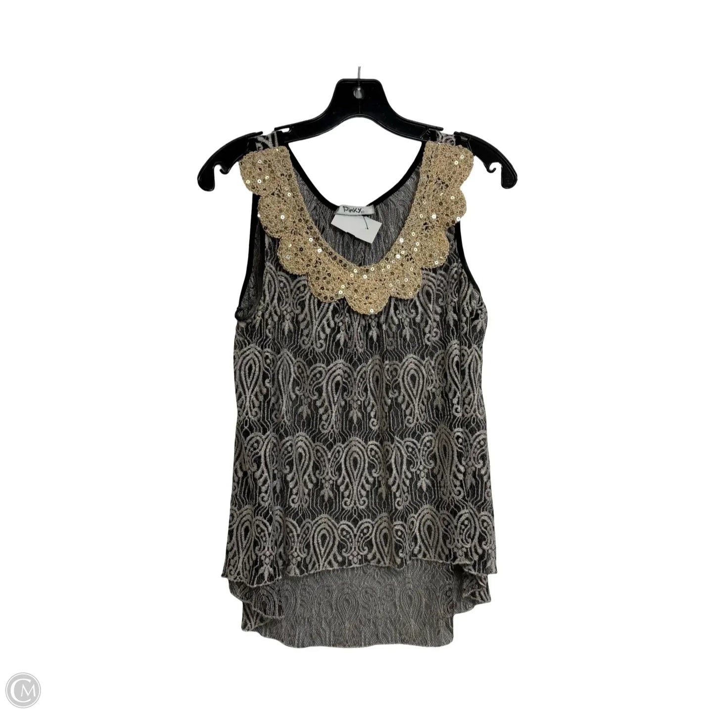 Top Sleeveless By Pinky In Black & Gold, Size: M