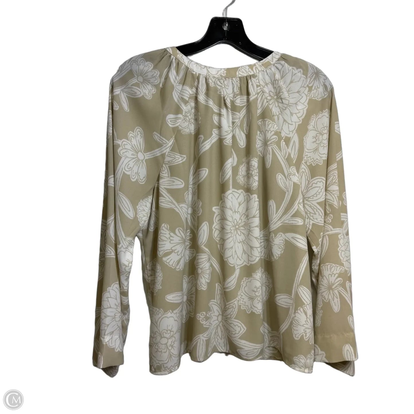 Top Long Sleeve Basic By Loft In Tan & White, Size: S