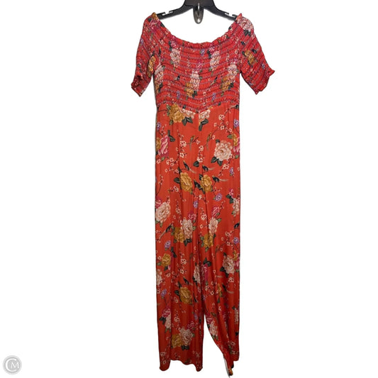 Farm Rio Paraiso Off-The-Shoulder Jumpsuit By Farm Rio In Orange, Size: M