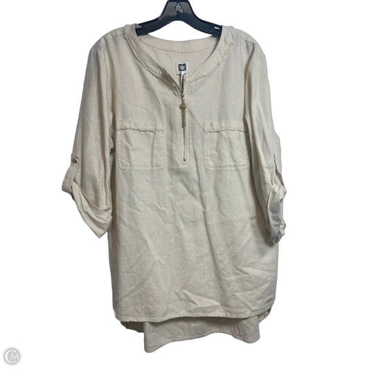 Top Long Sleeve Basic By Anne Klein In Ivory, Size: Xl