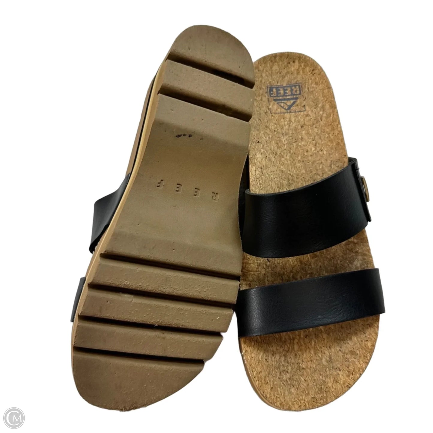 Sandals Flats By Reef In Black & Tan, Size: 9.5
