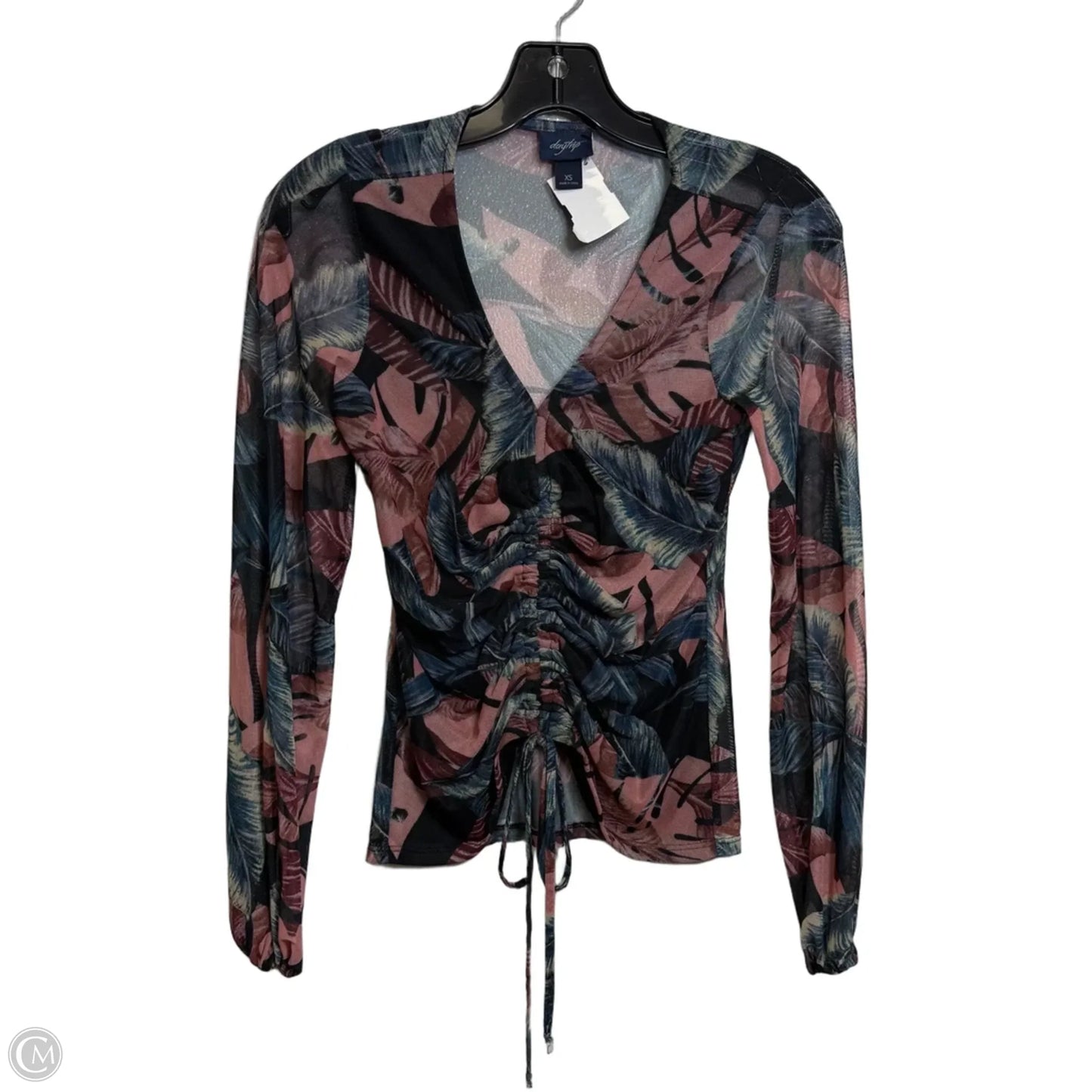 Top Long Sleeve Basic By Daytrip In Black & Pink, Size: Xs
