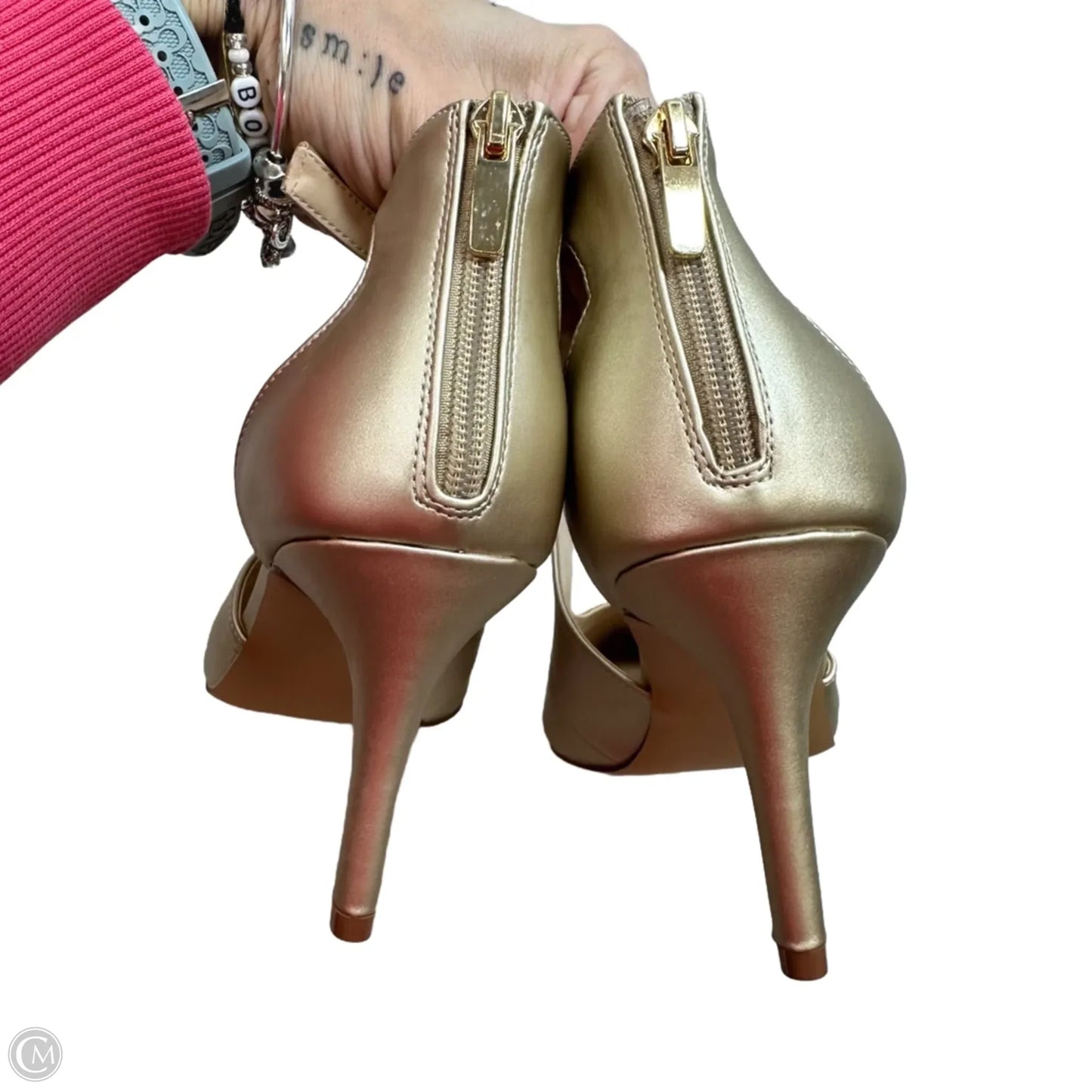 Shoes Heels Kitten By Clothes Mentor In Gold, Size: 11