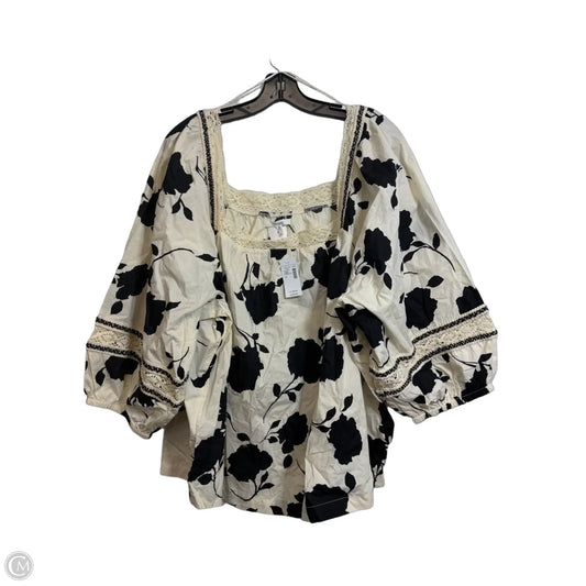 Top 3/4 Sleeve Basic By Maurices In Black & Cream, Size: 3x
