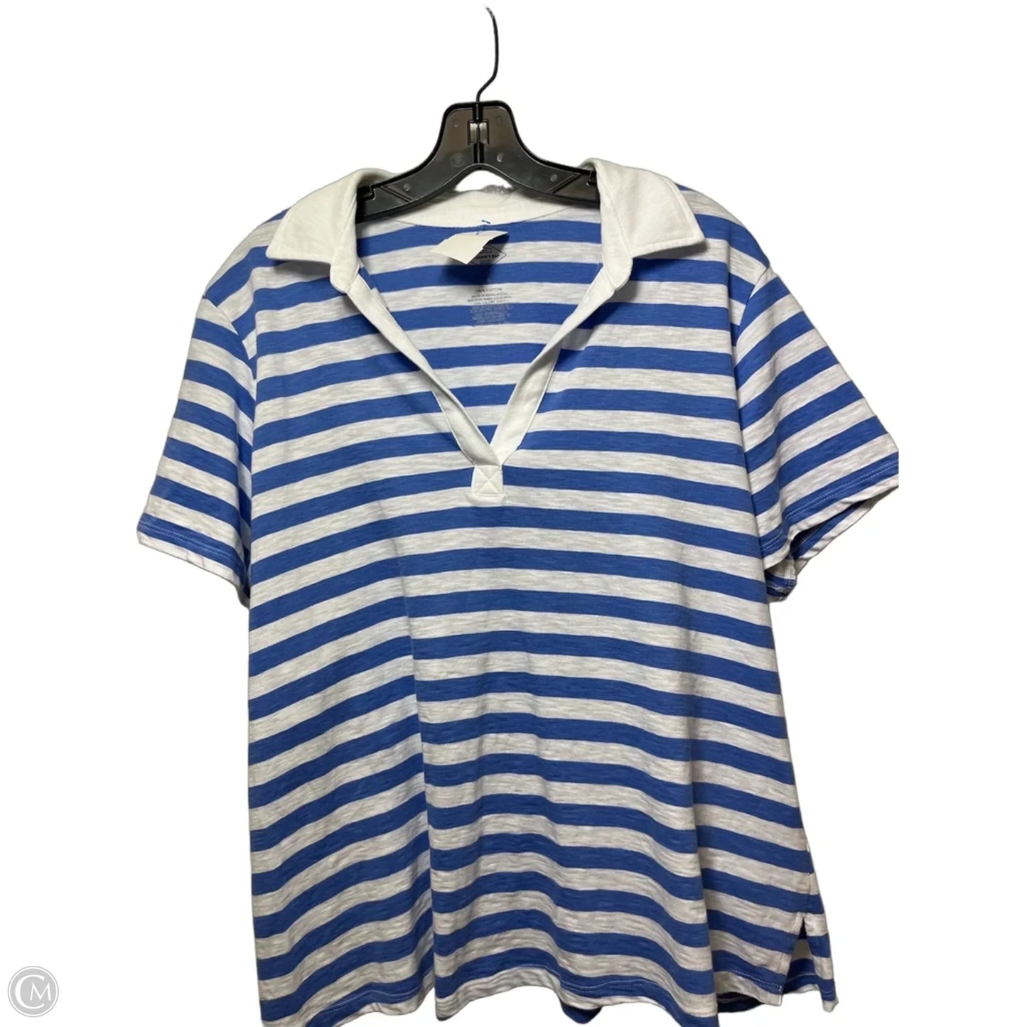 Top Short Sleeve By St Johns Bay In Blue & Cream, Size: Xl