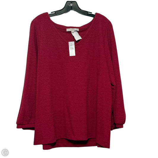 Top Long Sleeve Basic By Loft In Red, Size: Xxl