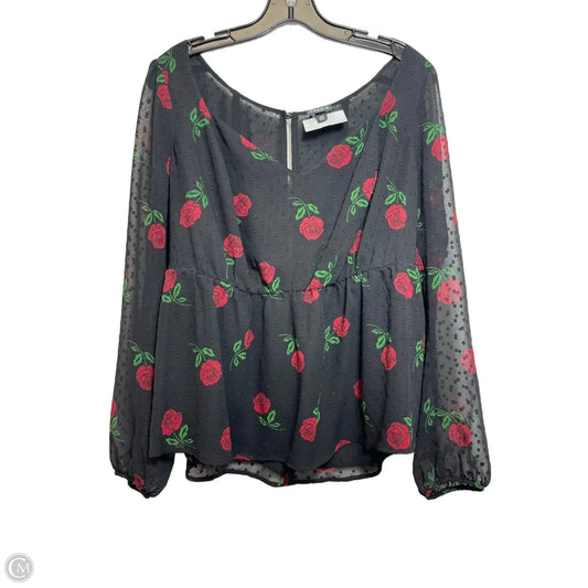 Top Long Sleeve By Torrid In Black & Red, Size: M