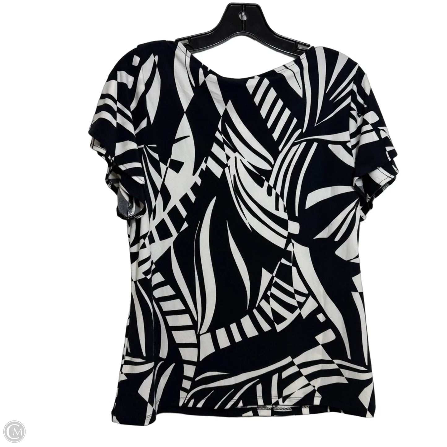 Top Short Sleeve By Tahari In Black & White, Size: M