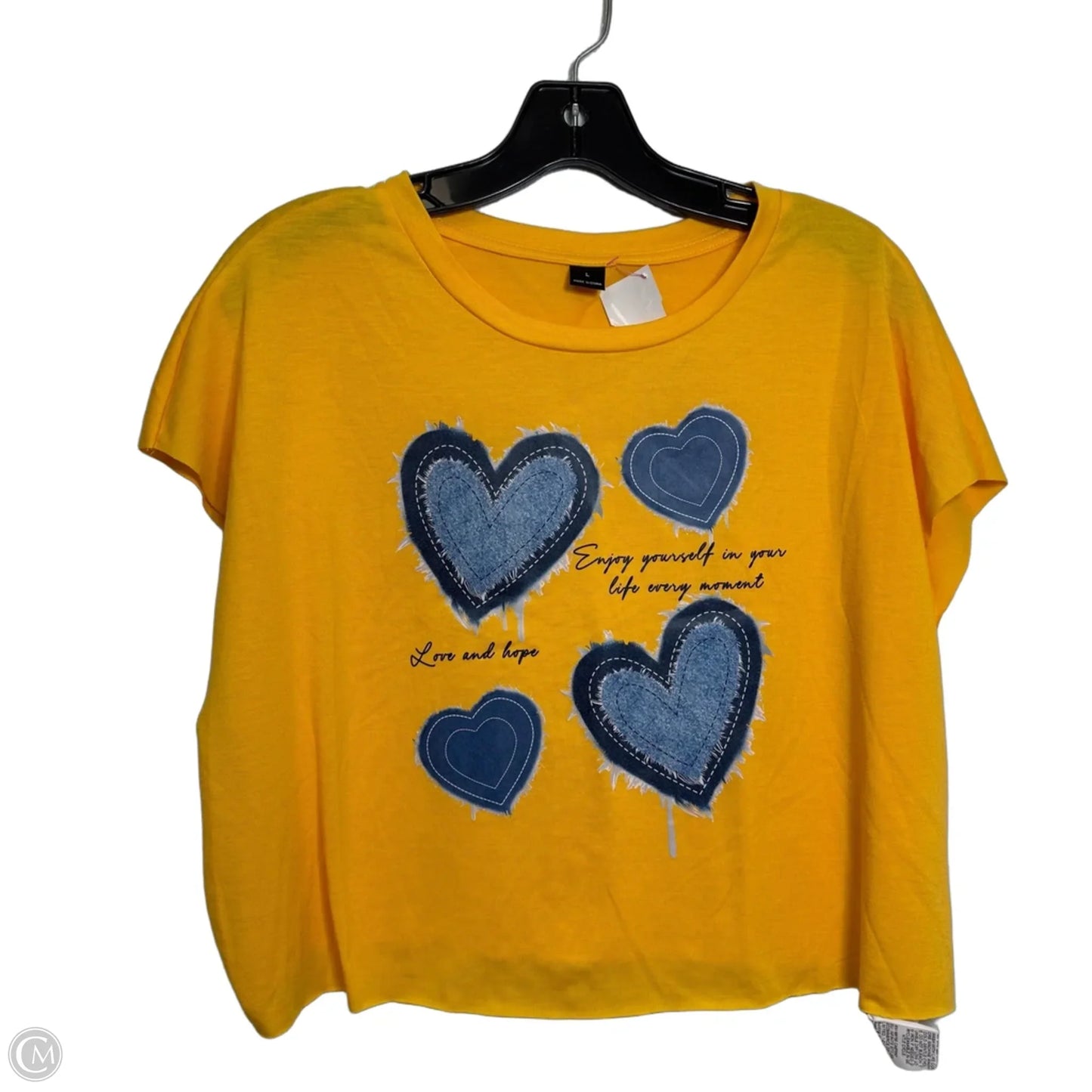 Top Short Sleeve Basic By Clothes Mentor In Yellow, Size: L