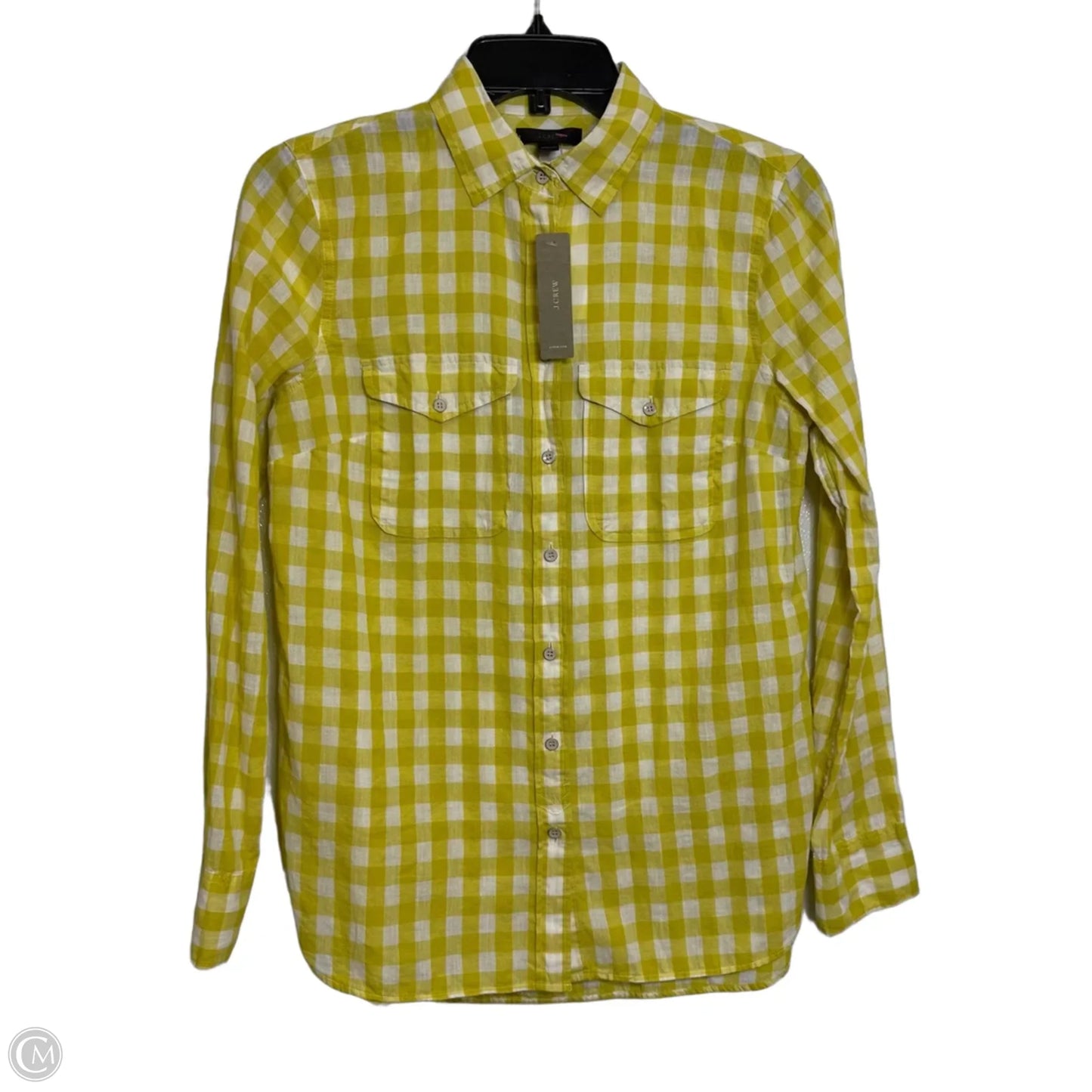 Top Long Sleeve By J. Crew In White & Yellow, Size: 0