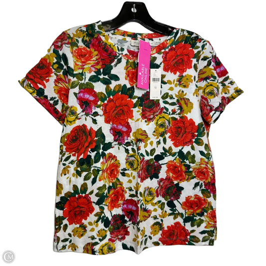 Top Short Sleeve By Anthropologie In Floral Print, Size: Xs