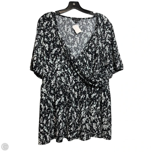 Top Short Sleeve By Lane Bryant In Black & Green, Size: 18